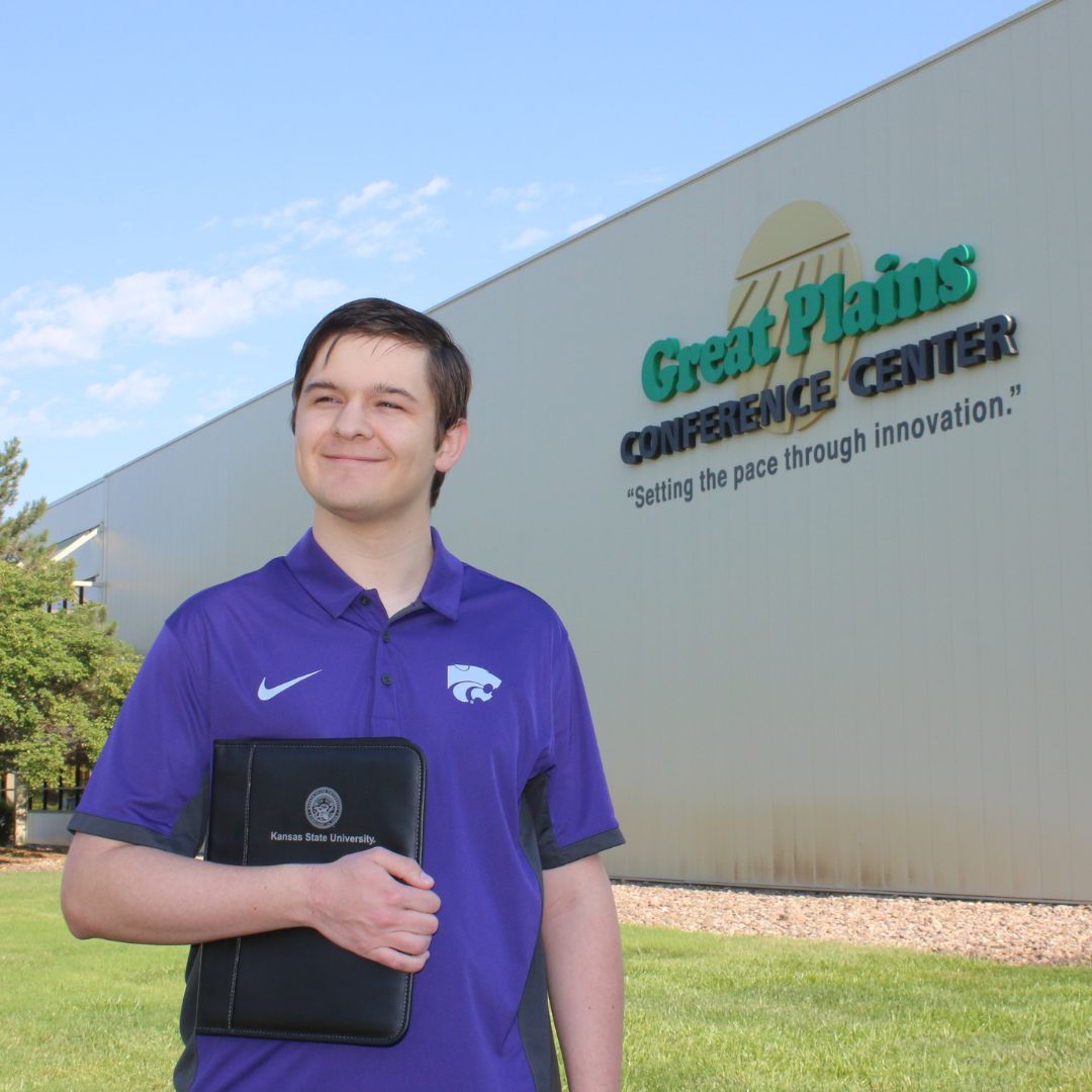 A K-State Salina student stands ready to impact the manufacturing industry outside of Great Plains Manufacturing
