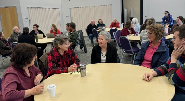 Community members attend the Civic Lecture Series hosted by K-State Salina where they discuss matters important to central Kansas.