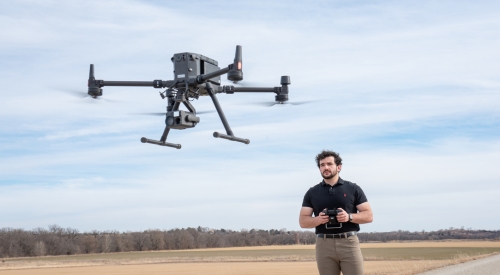 Student flies drone in Salina as apart of K-State Salina's UAS degree