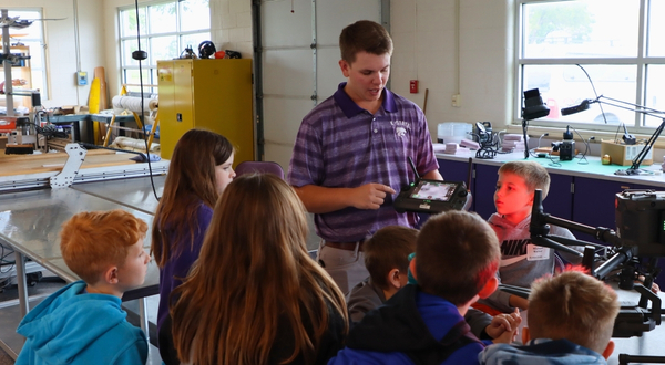 A K-State Salina UAS instructor showcases to drone technology to youth STEM summer campers.