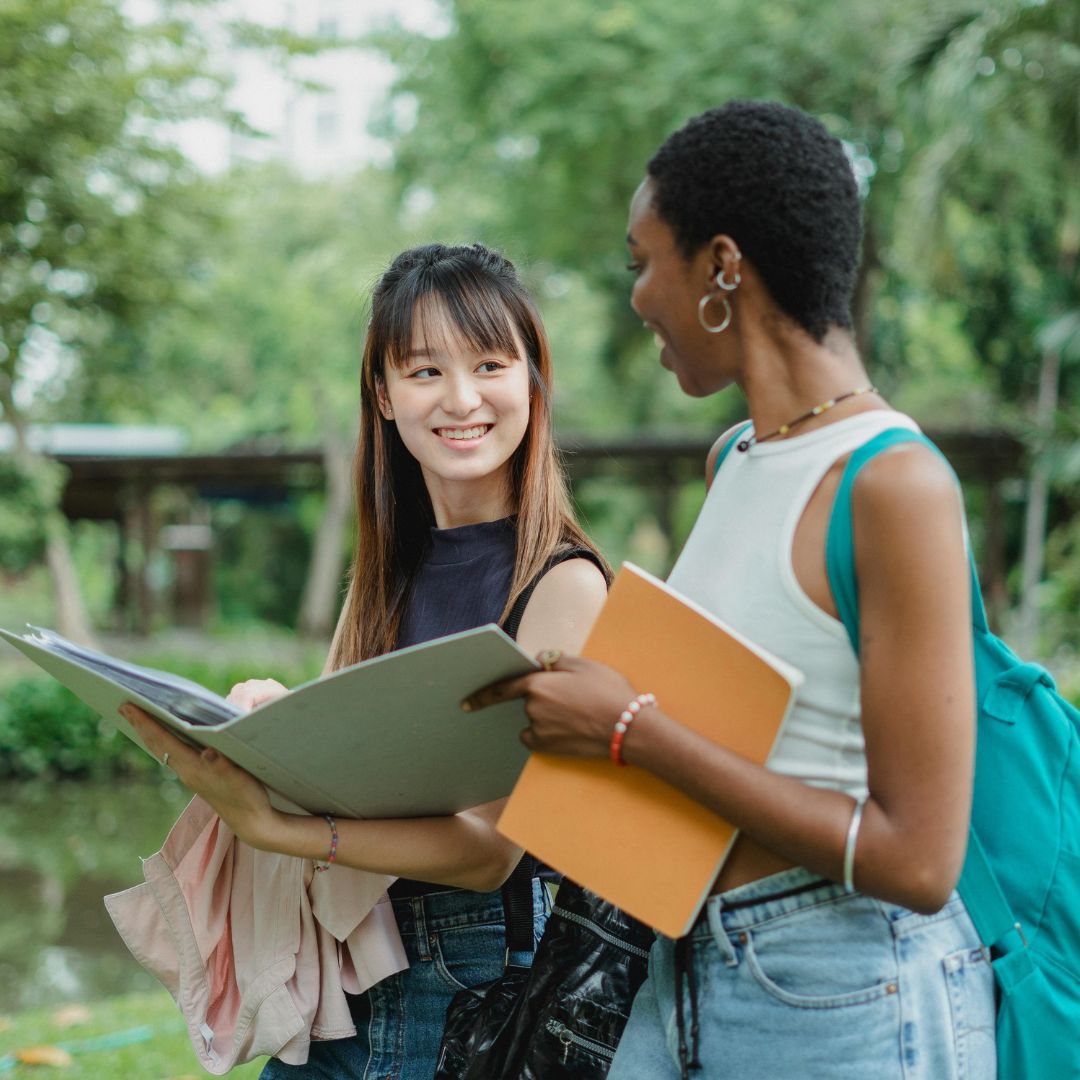 2 students walking